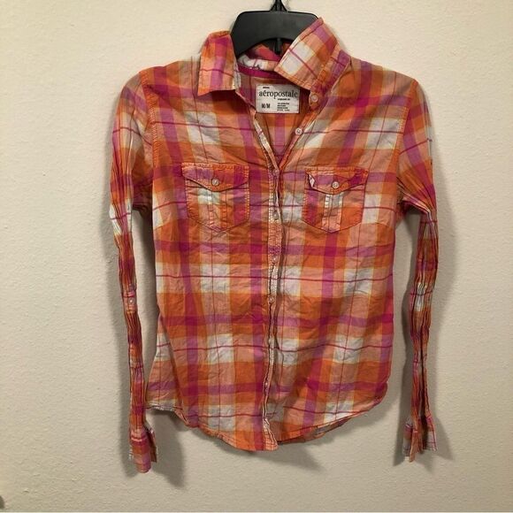 Aeropostale Y2K Plaid Women's Button Down Shirt Medium - Picture 1 of 5